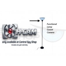 Hidden Surveillance Camera Floor Lamp, Black Metal Security Camera with Frosted Glass Shade, Torchiere Style