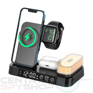 4 in 1 Foldable Wireless Charging Station Covert Camera w/ WIFI