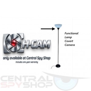 Hidden Surveillance Camera Floor Lamp, Black Metal Security Camera with Frosted Glass Shade, Torchiere Style