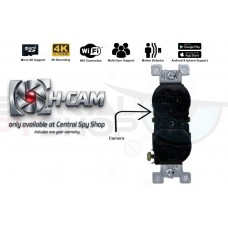 H-Cam Hidden Surveillance Camera Wall Outlet, Spy Security Camera Black w/ WIFI