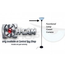 Hidden Surveillance Camera Floor Lamp, Black Metal Security Camera with Frosted Glass Shade, Torchiere Style